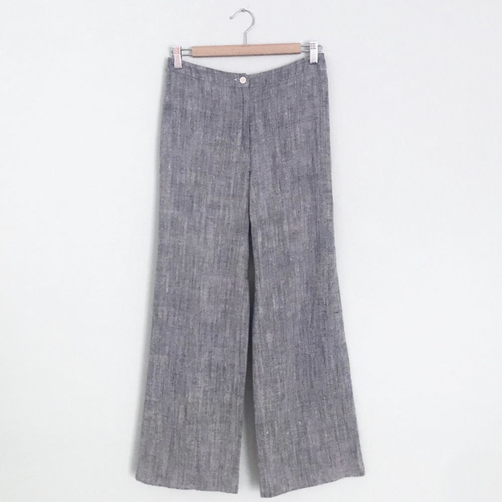 MaxMara linen chambray wide leg pants